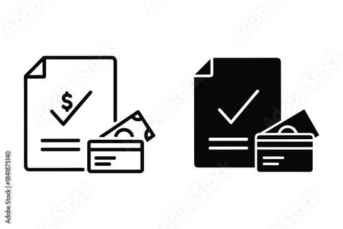 Payment confirmation with credit card and cash icons