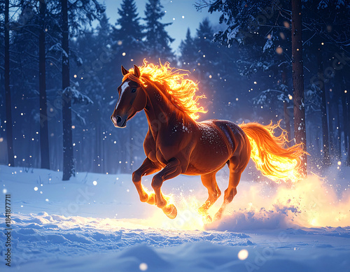 a fiery horse, a symbol of the coming year