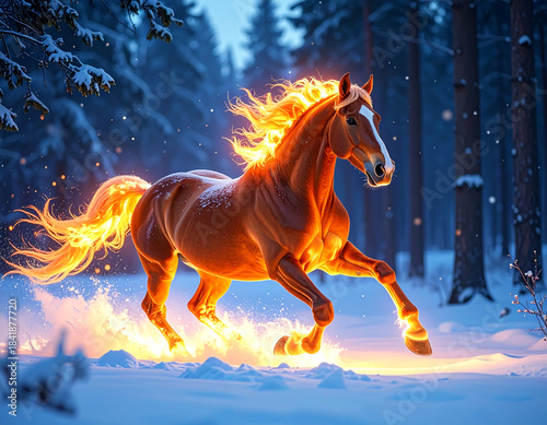 a fiery horse, a symbol of the coming year