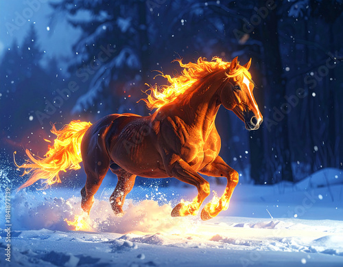a fiery horse, a symbol of the coming year