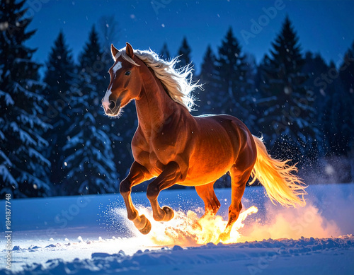 a fiery horse, a symbol of the coming year