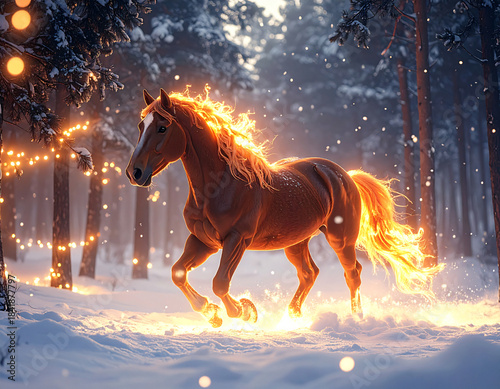 a fiery horse, a symbol of the coming year