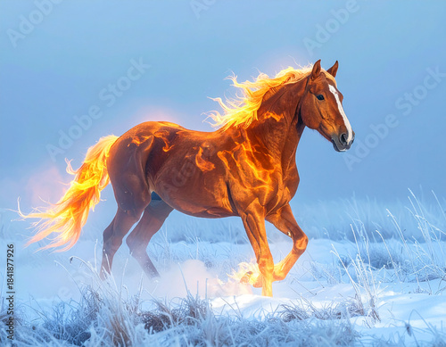 a fiery horse, a symbol of the coming year