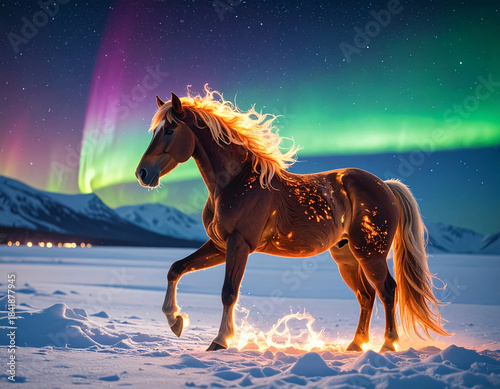 a fiery horse, a symbol of the coming year
