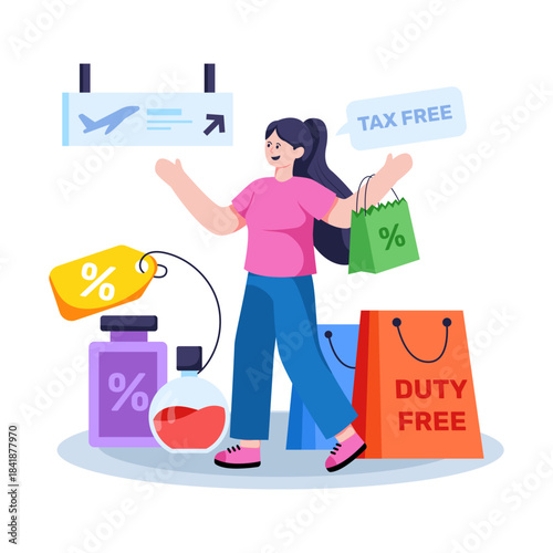 An illustration design of duty free shopping