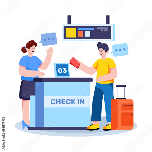 Modern design illustration of check in counter