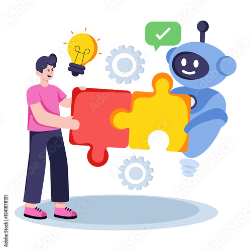 Trendy design illustration of ai problem solving