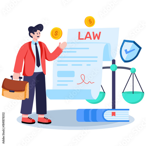 Trendy design illustration of business law