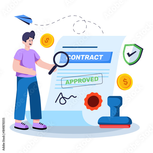 Premium download illustration of approval contract
