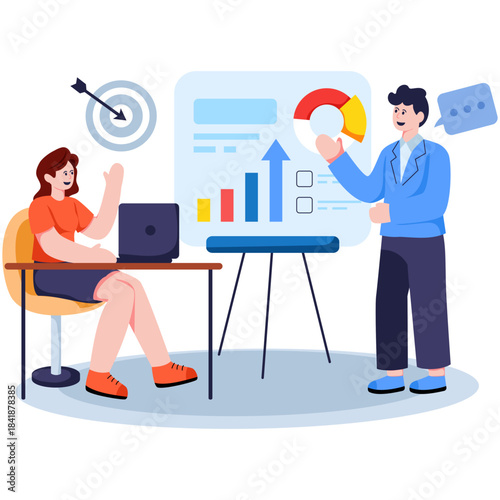 Editable design illustration of business training