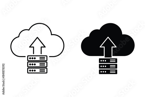 Cloud Upload Server Icons with Arrow data storage