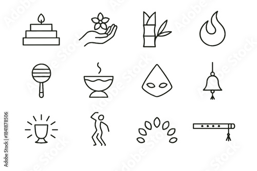 Vector icons arch figure stand sunburst shape swirl icon festival altar minimalist