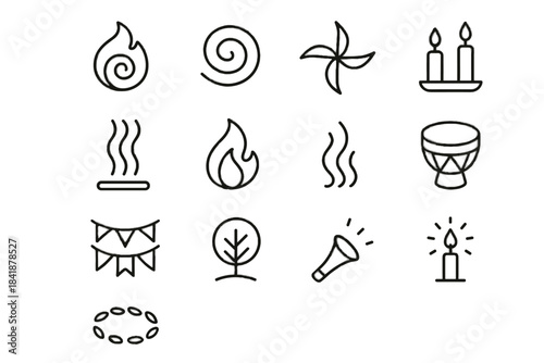 Tree stylized stream vector moonlit minimalist festival icon ritual swirl grains ring