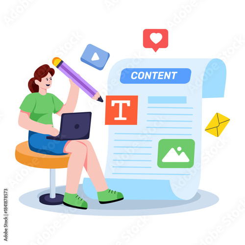 Trendy design illustration of content writing