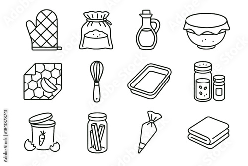 Glass mitt baking eggshells icon vector folded wrap towel zero waste oven