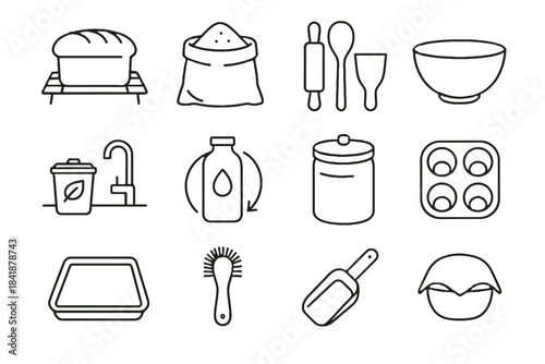 Cloth vector sheet icon waste cupcake refillable brush compost dry zero set