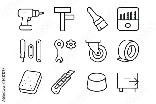 Simple drill mini repair drawer bit vector icons safety icon blade cap