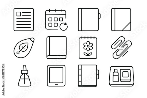 Chart vial tape folded organized paper icons pad stationery vector refill icon