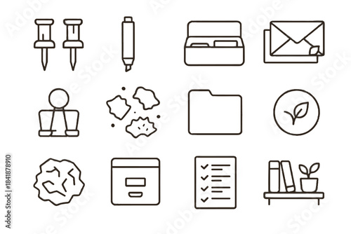 Ring mindful set decluttered envelope paper stationery symbol tracker reused tab vector