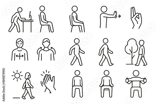 Small icon vector breaks cycle upright stretch light sun exposure healthy calm