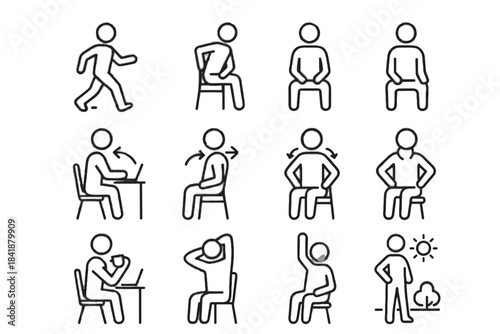 Vector healthy pause icon mindful relax outdoor break deep arm step shoulder