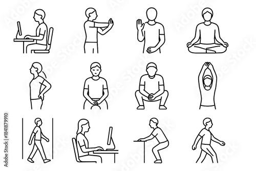 Screen angle break vector icon palm light clasp corridor pose healthy focused