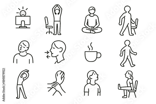 Wrist gaze leg screen soft healthy simple icon break vector standing stretch