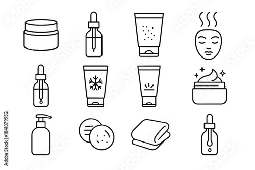 Icon cloth winter vector skincare icons nourishing cotton facial exfoliating night lotion