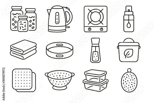 Glass grinder compost icon baking food tray eco kitchen vector jars