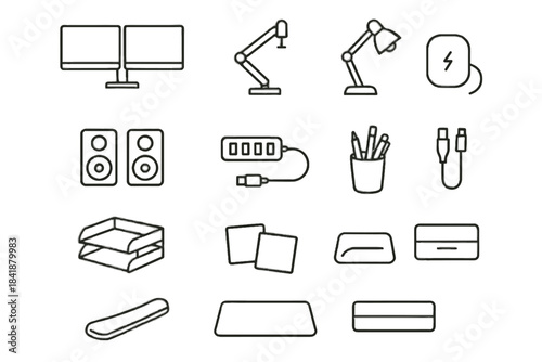 Hub lamp vector mount functional usb drawer compact icon desk dual sticky