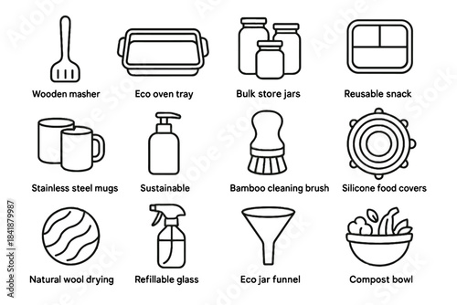 Stainless icon food vector oven cleaning kitchen drying silicone compost eco bamboo