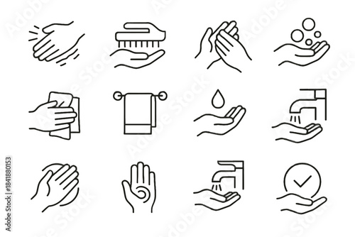 Motion clean care cloth rack vector hands handwash faucet icon icons rub