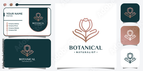 Botanical logo with creative flower concept Premium Vector