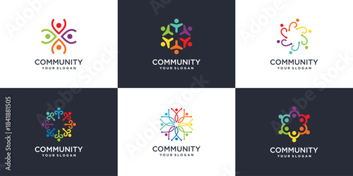 Creative community abstract logo collection Premium Vector
