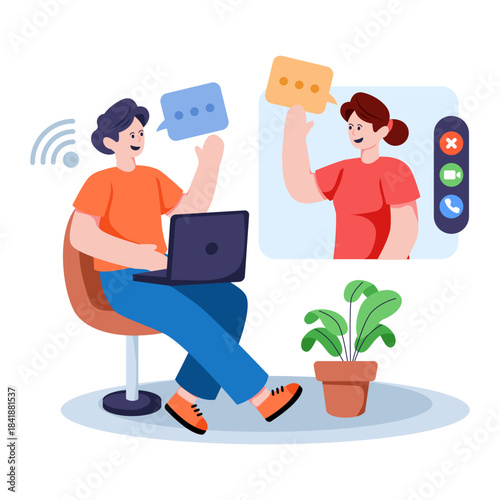 A unique design illustration of video call