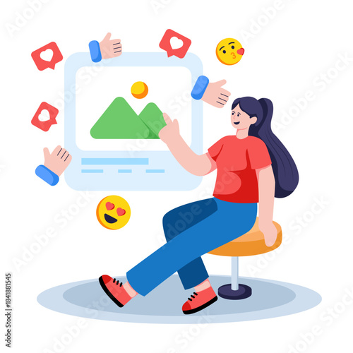 Creative design illustration of social media reaction