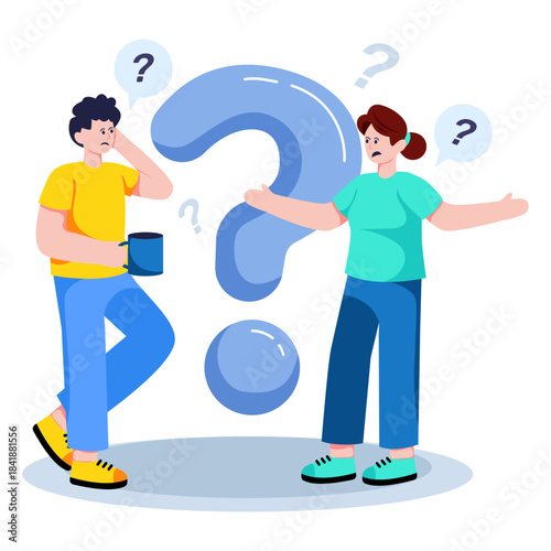 Conceptual flat design illustration of asking something
