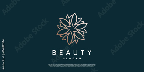 Beauty flower abstract logo with line style Premium Vector