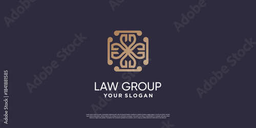 Law group logo design with creative modern concept Premium Vector
