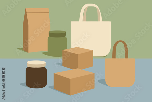 No style chinese cyrillic packaging warm friendly brown bags icon reusable vector