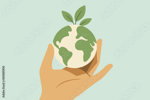 Illustration blue vector background icon holding earth minimal cyrillic green no