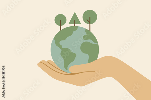 Modern holding colors blue no vector cyrillic text hand cohesive planet icon