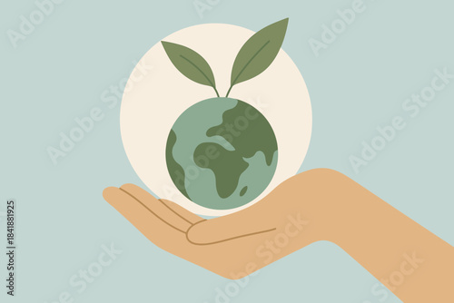 Abstract no earth hand text chinese harmony cohesive vector icon eco style