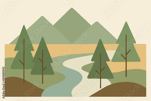Illustration no characters icon earth cohesive warm colors off nature vector sky