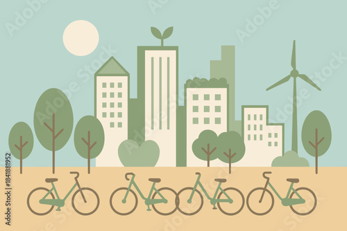 No friendly warm captions eco emojis brown icon sage vector green cityscape