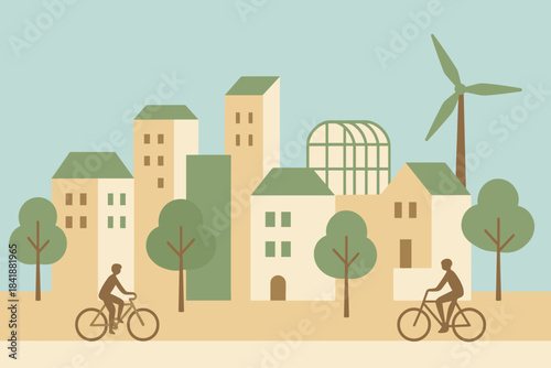 Icon friendly no warm green style eco cityscape vector sand speech marks