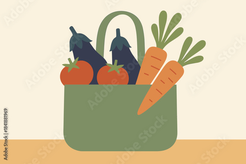 Minimalist sand warm icon tote labels green grocery punctuation illustration style vector