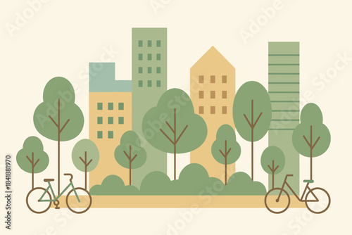 Letters skyline icon parked eco illustration characters any vector modern cohesive negative