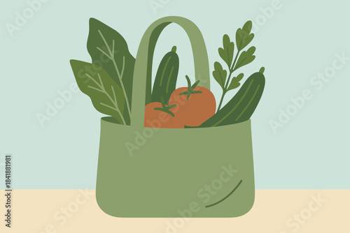 Icon greens characters text reusable sand leafy veggie bag letters vector no