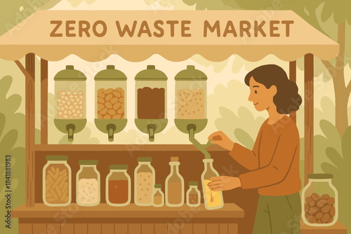 Negative forms flat vector zero textured soft waste icon illustration market natural